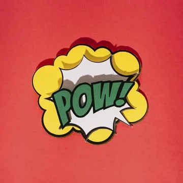 Pow comic speech bubble red background Stock Photos