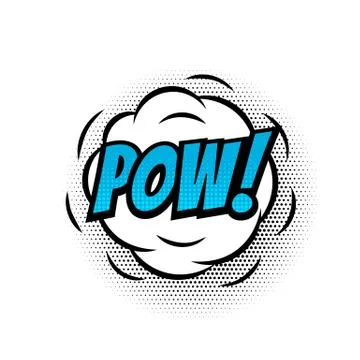 Pow comic text bubble vector isolated color icon Stock Illustration