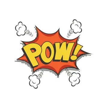 Pow comic text speech bubble. Vector isolated sound effect puff cloud icon. Stock Illustration