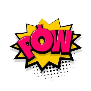 Pow comic text white background Stock Illustration