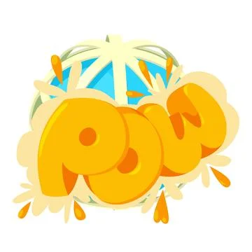 Pow icon isometric vector. Planet grid and pow inscription speech bubble icon Stock Illustration