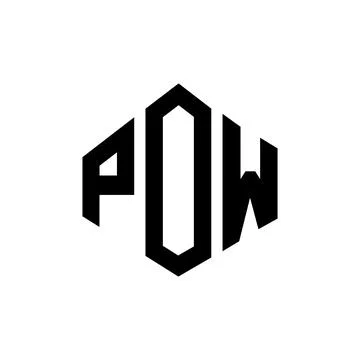 POW letter logo design with polygon shape. POW polygon and cube shape logo .. Stock Illustration