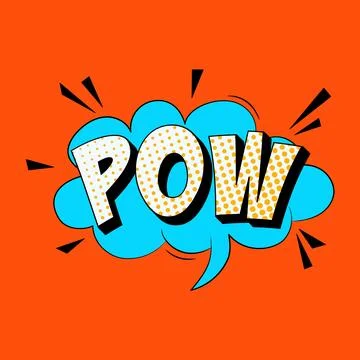Pow retro comic speech bubble in trendy pop art style. Bright cartoon message Stockillustratie