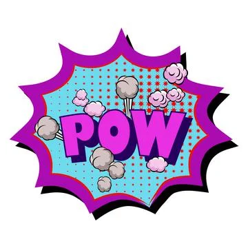 POW Sign comic explosion bubble with bomb in popart vintage style. Stock Illustration