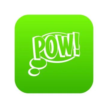 Pow, speech bubble icon digital green Stockillustratie