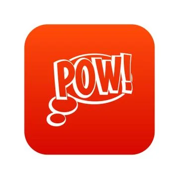 Pow, speech bubble icon digital red Illustrazione stock