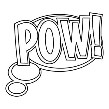 Pow, speech bubble icon, outline style Illustrazione stock