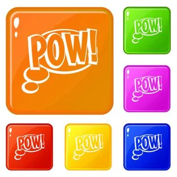 Pow, speech bubble icons set vector color Stock Illustration