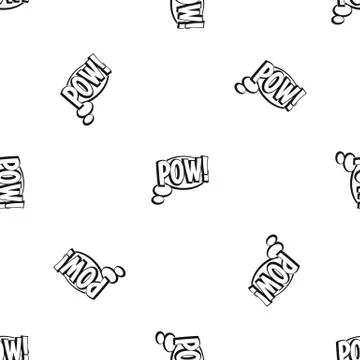 Pow, speech bubble pattern seamless black Stock Illustration