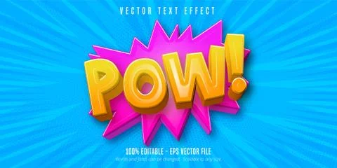 Pow text, comic style editable text effect Stock Illustration