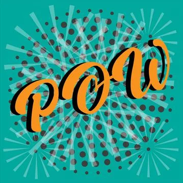 Pow Text on a retro halftone background Stock Illustration