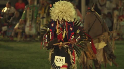 Pow wow dancer with eagle plume headpiece Stock Footage 45759978