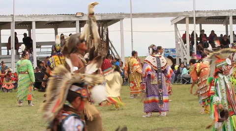Pow wow elder dancer with an eagle head Stock Footage 47746849
