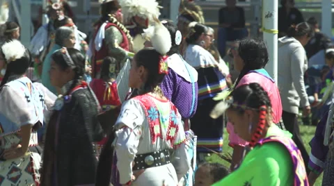 Pow wow grand entry dancing in slow motion Stock-Footage 46692664