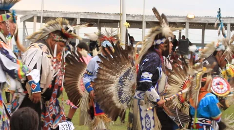 Pow wow grand entry procession Stock Footage 47649006