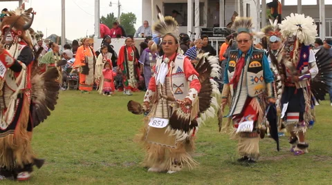 Pow wow grand entry procession Stock Footage 47745330