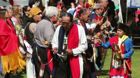 Pow Wow Honoring Side View Stock Footage 10825246
