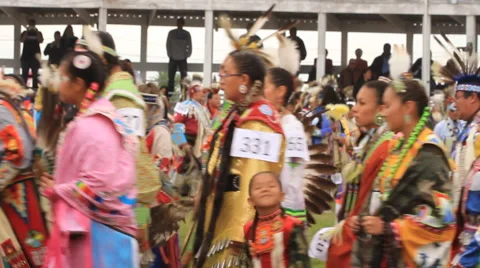 Pow wow procession during grand entry Stock Footage 47786084
