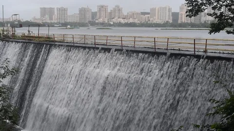 Powai Lake Over Flow Stock Footage 112771767