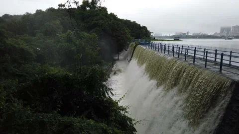 Powai lake overflows 스톡 동영상 135978314