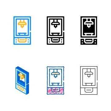 Powder for 3d printer color icon vector pack Stock Illustration