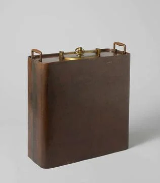 Powder Chest. Rectangular copper crunch box with two handles and a round b... Stock Photos