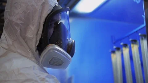 Powder coating at the factory Stock Footage 74774046