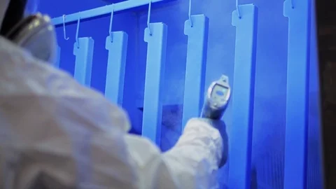 Powder coating at the factory Video stock 74774178