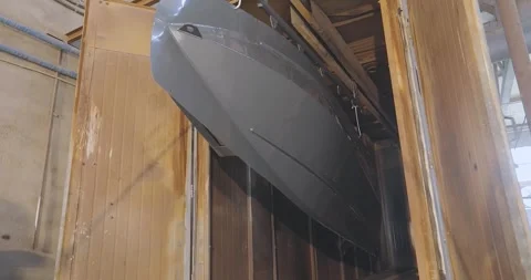 Powder coating process of an aluminum part of a RIB boat. Video stock 336529040