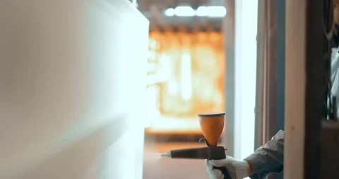 Powder coating process of metal products Stock Footage 147269115
