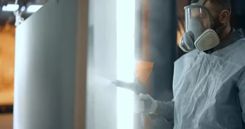 Powder coating process of metal products Stock Footage 147269900
