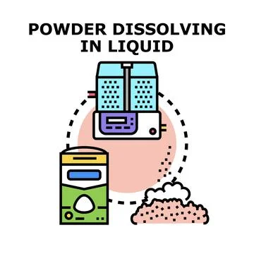 Powder dissolving in liquid concept icon vector Stock Illustration