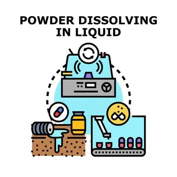 Powder dissolving in liquid concept vector illustration Stock Illustration