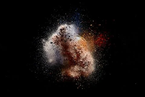 Powder explosion on black background Stock Photos