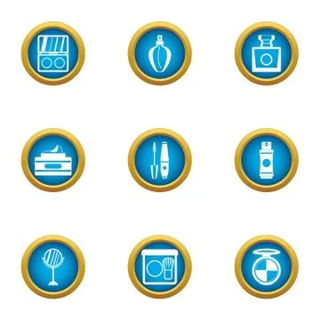 Powder icons set, flat style Illustrazione stock