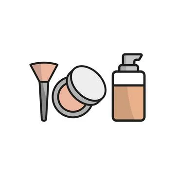 Powder puff and foundation bottle set beauty saloon icon Stock Illustration
