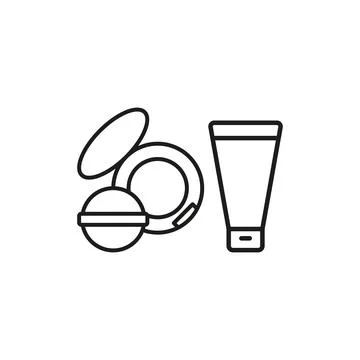Powder puff and foundation bottle set beauty saloon icon Stock Illustration