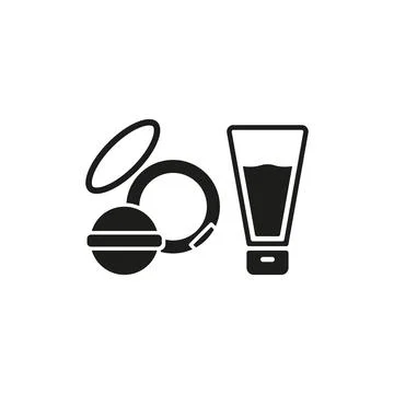 Powder puff and foundation bottle set beauty saloon icon Stock Illustration