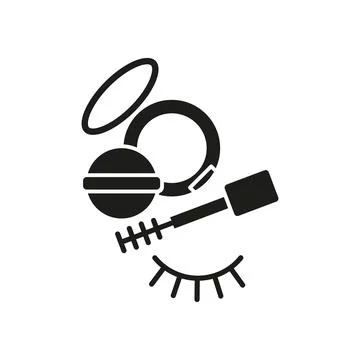 Powder puff and mascara set beauty saloon icon vector Stock Illustration