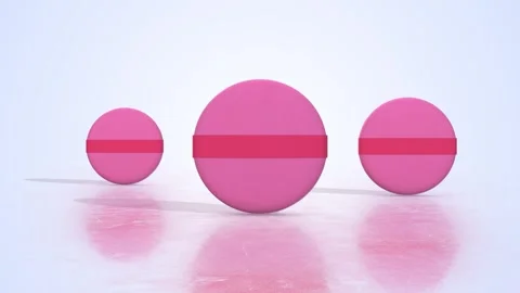 Powder Puffs on a Light Reflective Floor. Beauty Blenders. Makeup Sponges. 4K Stock Footage 302546459