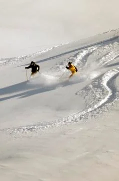 Powder skiing Stock Photos