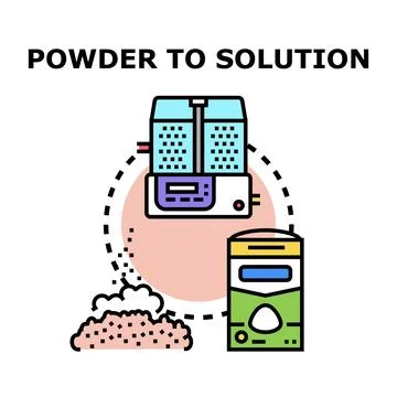 Powder to solution process concept illustration Stock Illustration