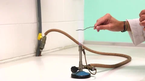 Powder test with a bunsen burner in a lab Stock-Footage 63355082