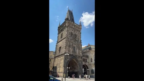The Powder Tower Gate in Prague 25.06.2026 vertical video Stock Footage 339678430