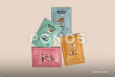 Powdered Drink Sachet Mockup Plantilla PSD