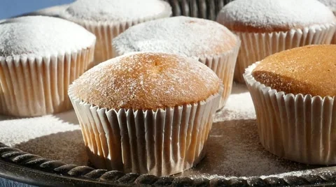 Powdered Muffins Dessert Platter Stock Footage 54967237