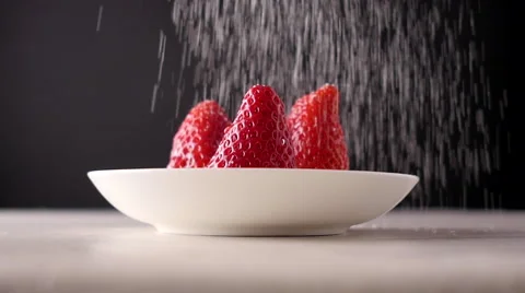 Powdered sugar on strawberries. Stock Footage 50128145