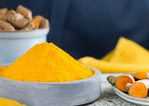 Powdered turmeric Stock Photos