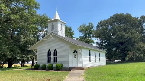 Powells Crossroads TN, USA - 2024, Aug 14: White Country Church Stock Footage 281795853