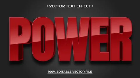 Power 3d editable text effect with red color suitable for battle themes Stock Illustration